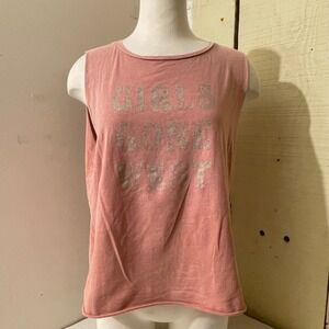 Miss Me Womens XL Girls Gone West Pink Tank Top Sleeveless Casual Cotton